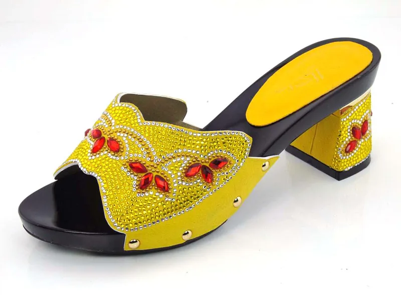 chunky yellow heels