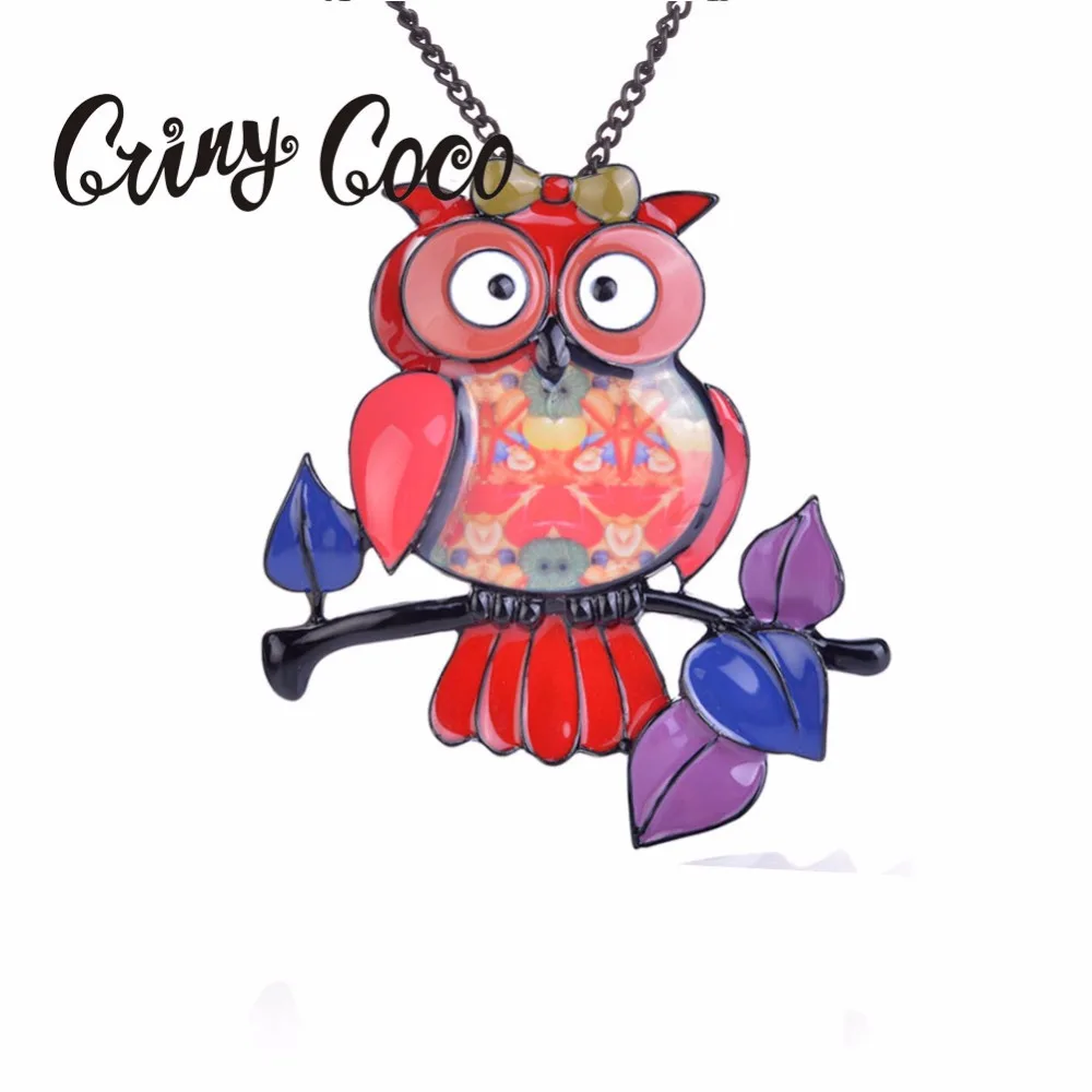 

Enamel Red Owl Necklace & Pendant Black Alloy Lovely Animal Bird Leaf Necklaces Charm Statement Chains Jewelry Long Chain 2019