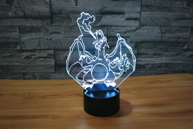 USB красочные Покемон Charizard настольная лампа Luminaria светодиодный ночник дистанционный переключатель декоративное освещение атмосферные лампы подарки