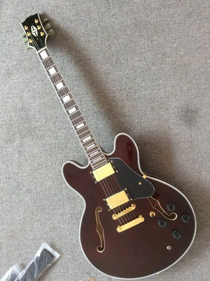 

Wholesale Guitars New Arrival Jazz Electric Guitar Mahogany Body/Neck In Bordeaux Wine Red 160905-15