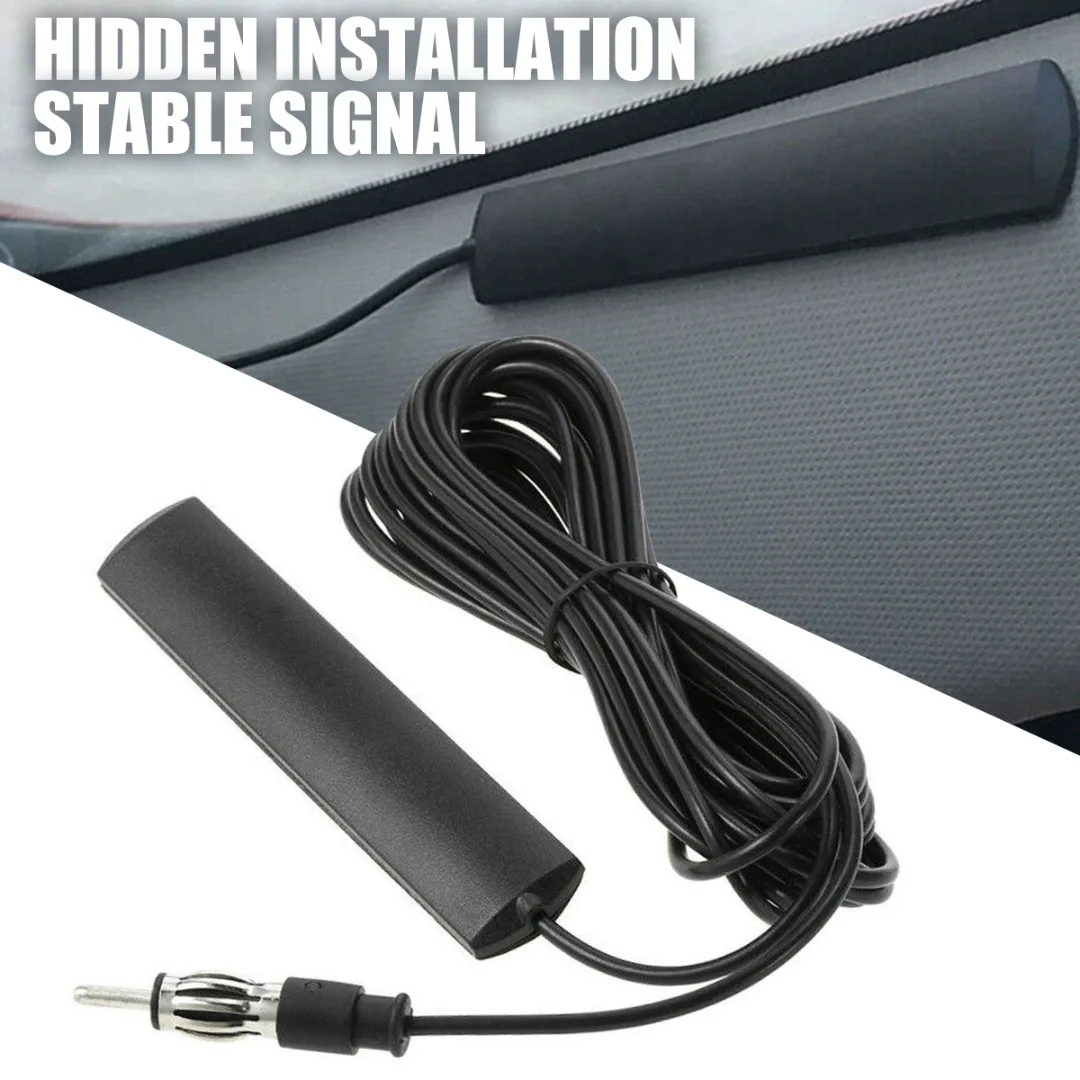 Mayitr 1pc 80-120MHz Car Aerial Antenna FM Radio Amplified Super Slim Hidden Mount On Glass Screen Roof Waterproof