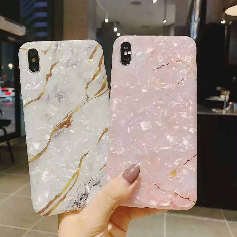 

Glitter Conch Marble Case For iphone 7 X XR XS MAX Case Soft TPU Back Cover For iphone 6 6S 7 8 Plus Case Cover Phone Case