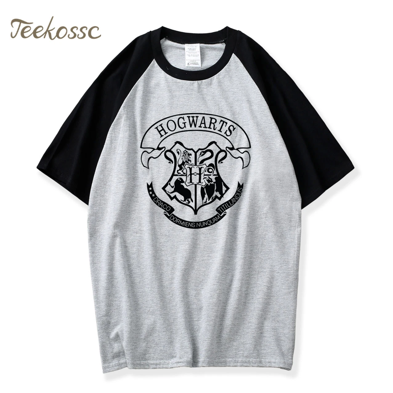 

men fashion t shirt men 2018 summer Hogwarts shirts 100% cotton high quality raglan sleeve t-shirt fashion brand movie top tees