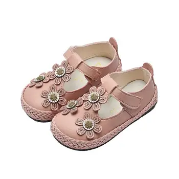 

Spring Baby Girls Fashion Leather Shoes Convenient Flat Toddler Flowers Shoes Princess Pink Soft Bottom Loafer Sneakers