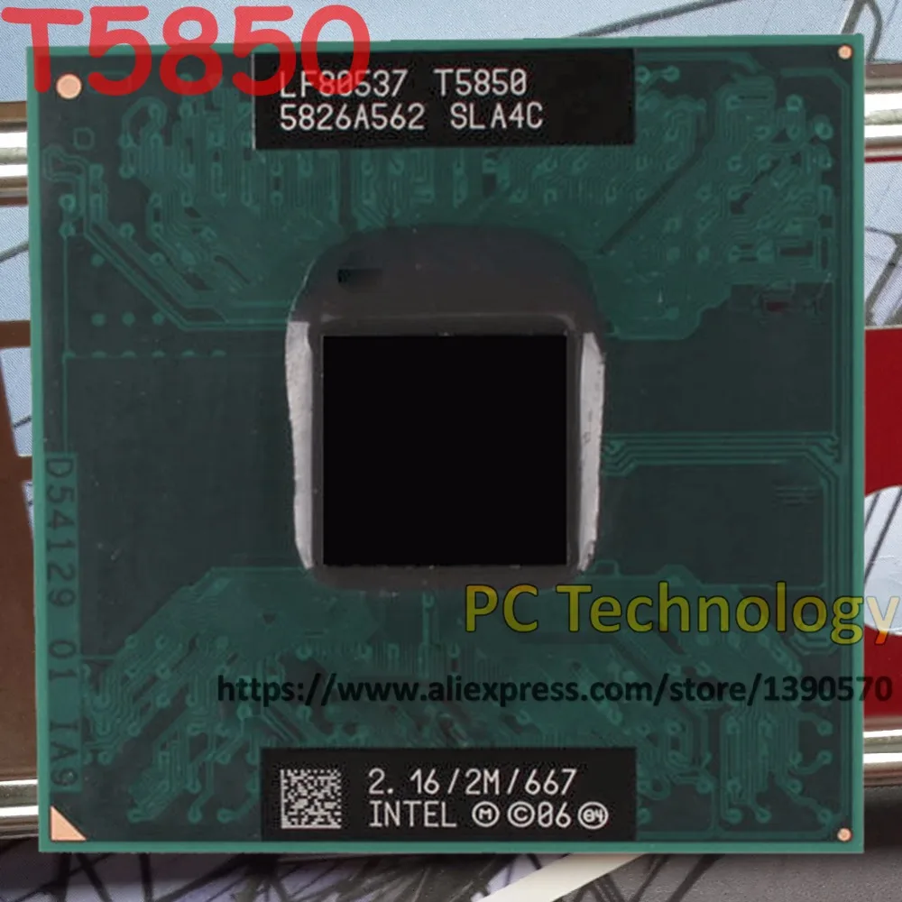 

Original Intel Core2 Duo CPU T5850 (2M Cache, 2.16GHz, 677MHz FSB) laptop processor free shipping ship out within 1 day