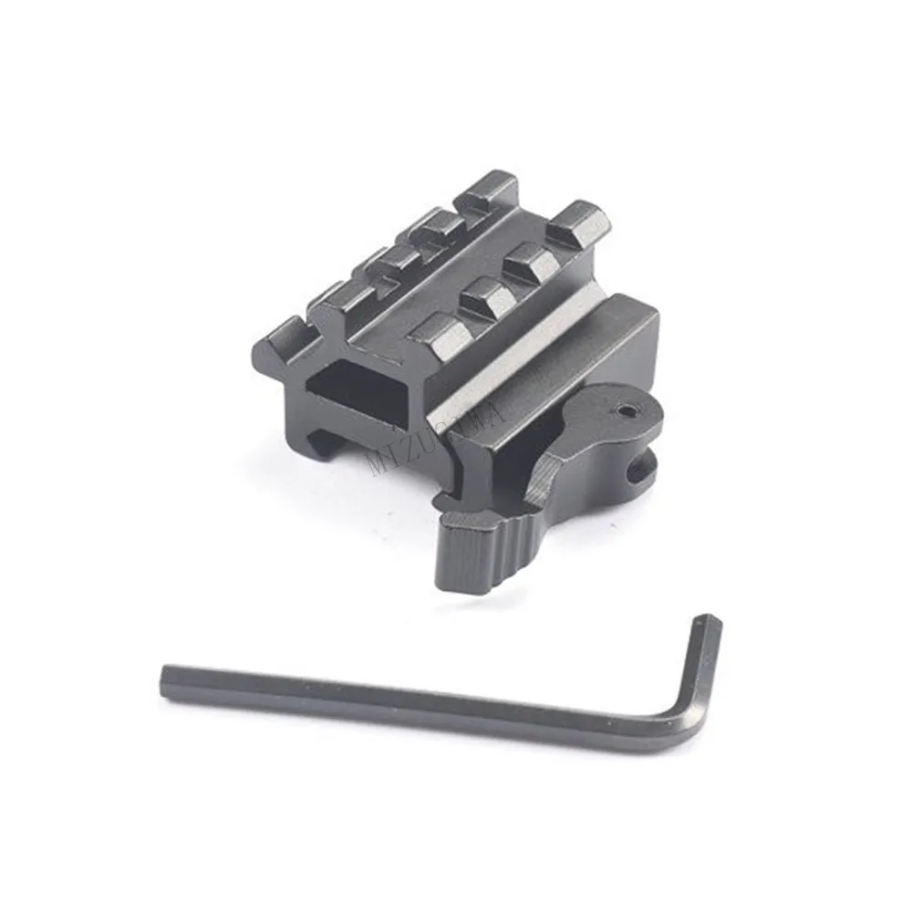 90 Degree 45 Degree Dual Rail Mount 40mm/1.5 inch with 3 Picatinny Slots Riser 90 Degree 45 Degree Dual Rail Mount 40mm/1.5 inch with 3 Picatinny Slots Riser