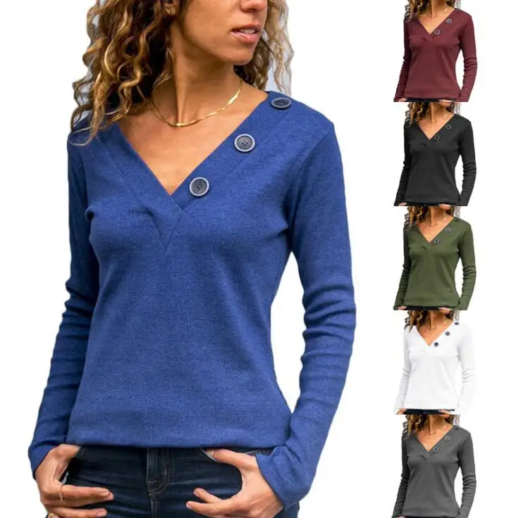 

2019 Winter knit Pullover Cotton Sweaters Autumn Women Cotton Tops Button Vintage Pull Femme Shirts Patchwork Casual Long Sleeve