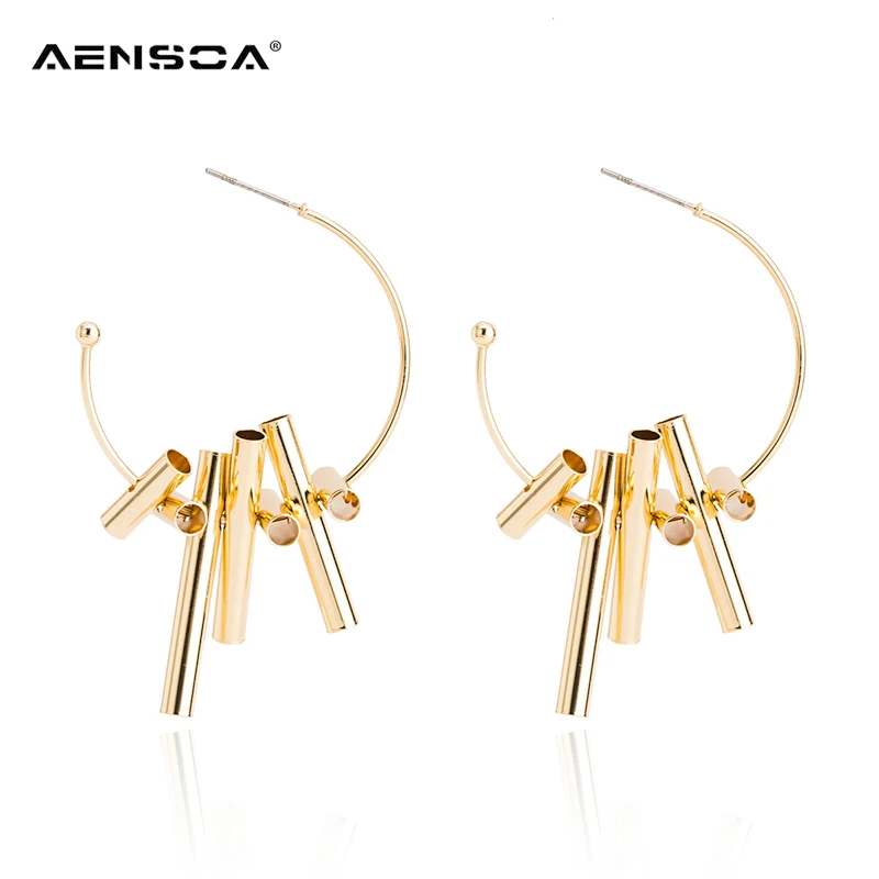 AENSOA, женские золотые большие серьги-кольца,, серьги, модное ювелирное изделие, Преувеличенные, необычные серьги с подвеской, трендовые серьги для женщин и девушек