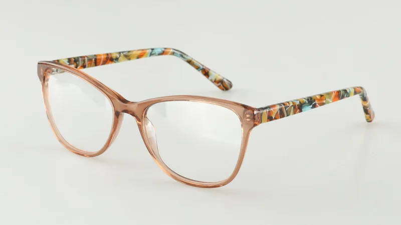 Высокое качество, модные женские очки кошачий глаз, ацетатная оправа для очков, солнцезащитные фотохромные очки для чтения - Цвет оправы: Светло-коричневый