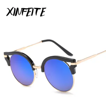 

Brand Cat Eye Sunglasses 2018 Women Newest Fashion Coating Mirrors Metal Sun Glasses UV400 Female Retro Clear Shadow