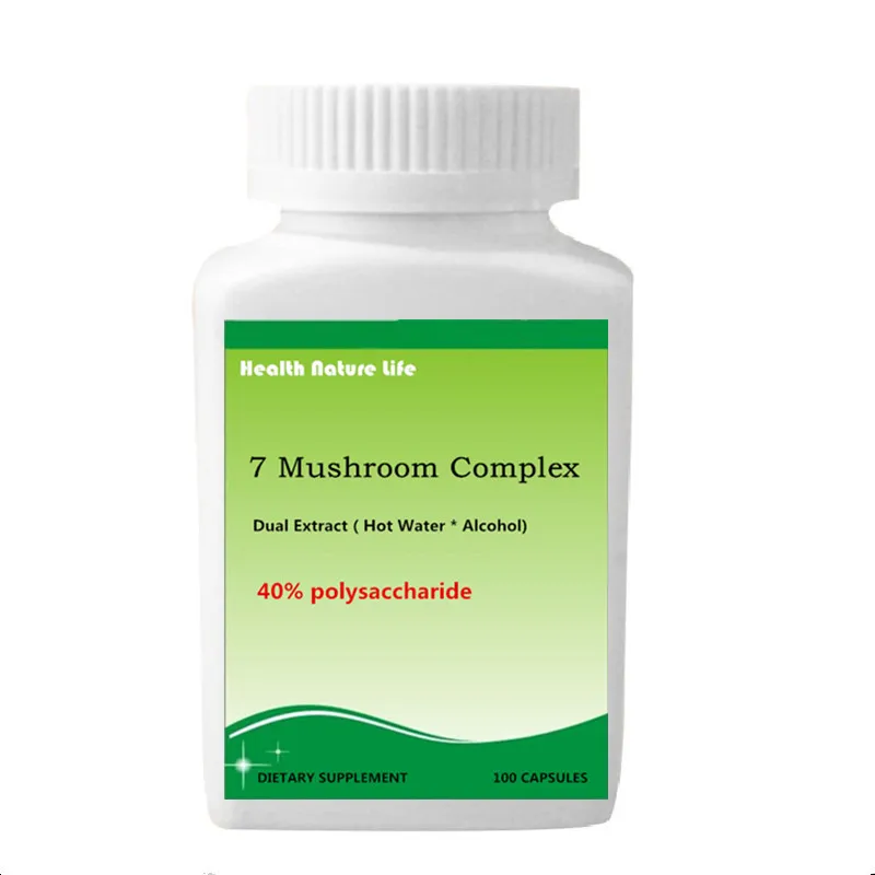 

Mushroom Complex Chaga Cordyceps Reishi Lion's Mane Maitake Turkey Tail Shiitake - 100 pcs/bottle