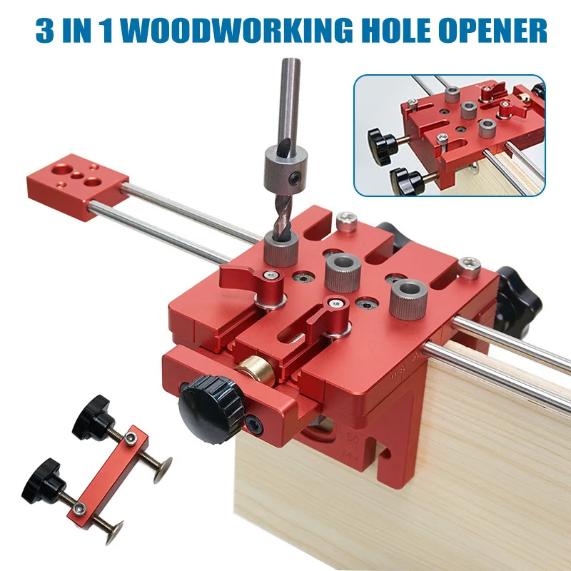 

3 in 1 Woodworking Drilling Locater Positioner Aluminium Alloy Durable Tools TN99