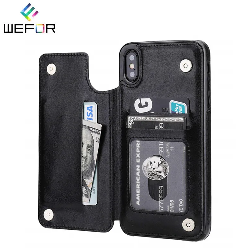 

Luxury Business PU Leather Phone Case For iPhone XR XS Max 6 6s 7 8 Plus 5S SE 5 Multi Card Holders Kickstand Wallet Cases Cover