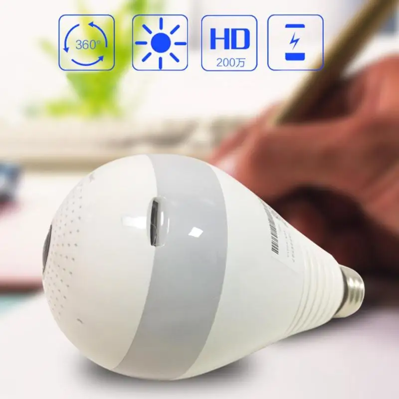 

1080p Remote Monitor Panoramic 360 Degree Mini Wireless IP Camera 2.0MP HD IR Night Vision Security Wifi Bulb Camera