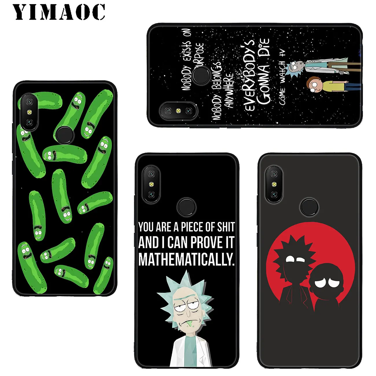 YIMAOC Rick And Morty Soft Silicone Phone Case for Xiaomi Mi 9 8 A2 Lite A1 6 pocophone f1 MAX 3 Black flower mi9 mi8 mia2 Cover