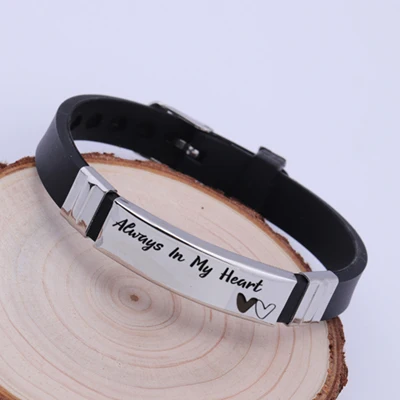 palabras grabadas para parejas, regalo de aniversario para novia, novio, siempre en mi corazón contigo, pulseras de silicona para siempre| | - AliExpress