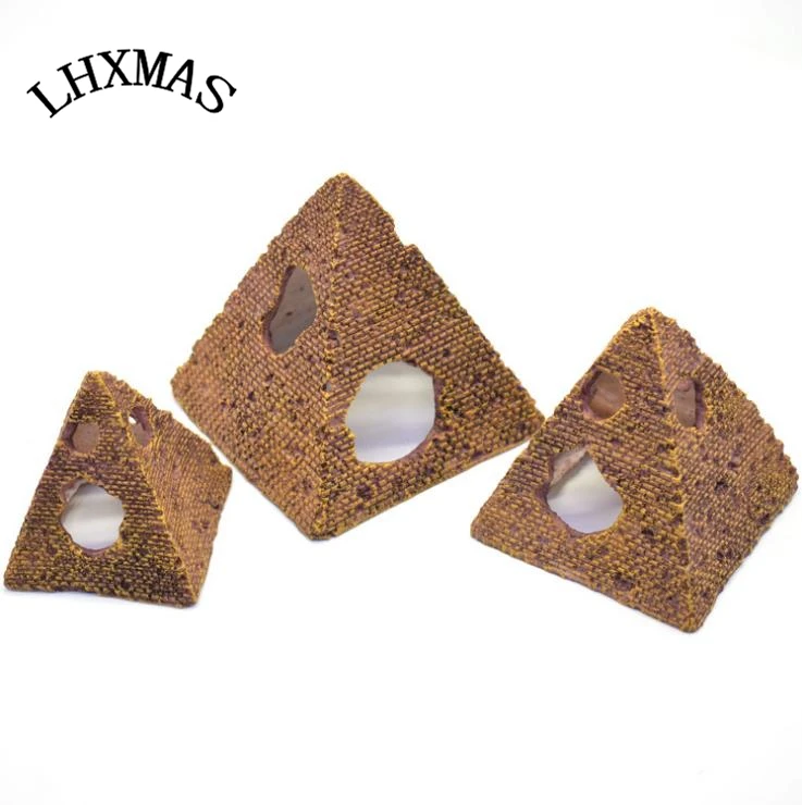 Украшение для аквариума замок из смолы египетская пирамида камень прячущаяся