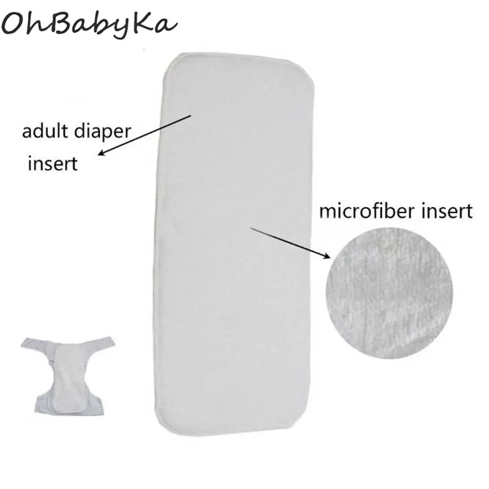 Ohbabyka персональный уход многоразовые 4 слоя микрофибры Вставки Ткань подгузники для взрослых моющиеся взрослые подгузники вкладыши 3 шт./лот