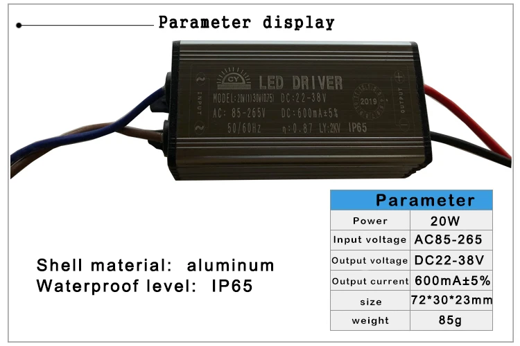 Светодиодный драйвера 10 W 20 W 30 W 50 W 70 W адаптер трансформатора AC85V-265V к DC22-38V IP65 Питание 300mA 600mA 900mA 1500mA 2100mA