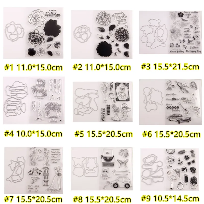 

1Set Lively Animal Flower Metal Cutting Die and Transparent Clear Stamp Set for DIY Silicone Seal Scrapbooking Album Paper Maker