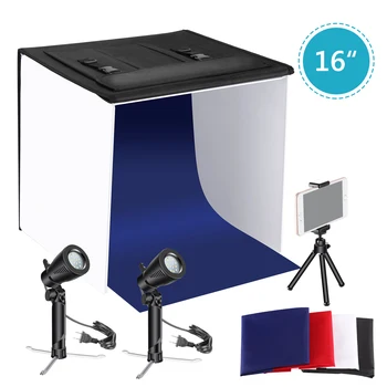

Neewer 16x16 inches Table Top Photography Studio Lighting Light Tent Kit with Foldable Shooting Box (2)Led Light, Mini Tripod