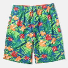 

Hot selling men water sports beach shorts floral prints green Men's swimming trunks for swimming surf maillot de bain beachwear