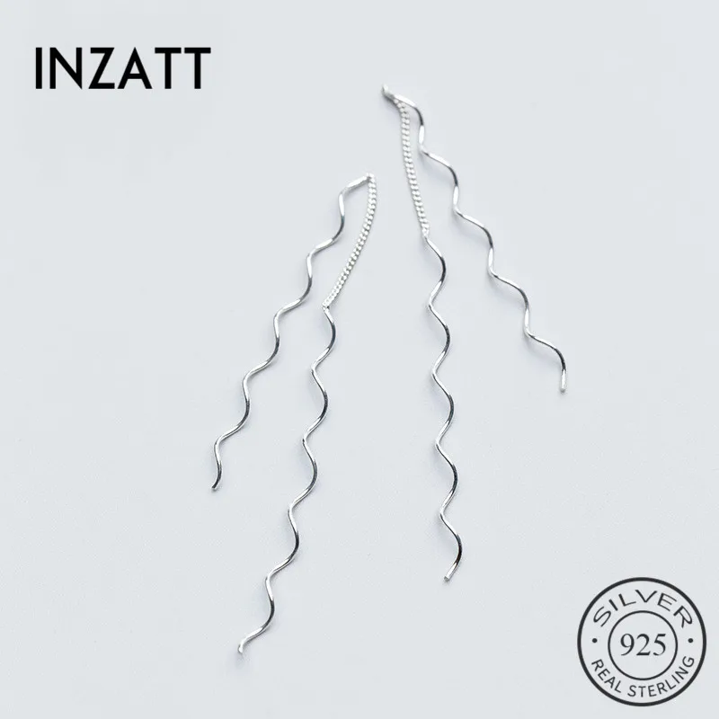 

INZATT Elegant Temperament Geometric Spiral Bar Dangle Drop Earrings Real 925 Sterling Silver Fine Jewelry For Women Boho Gift