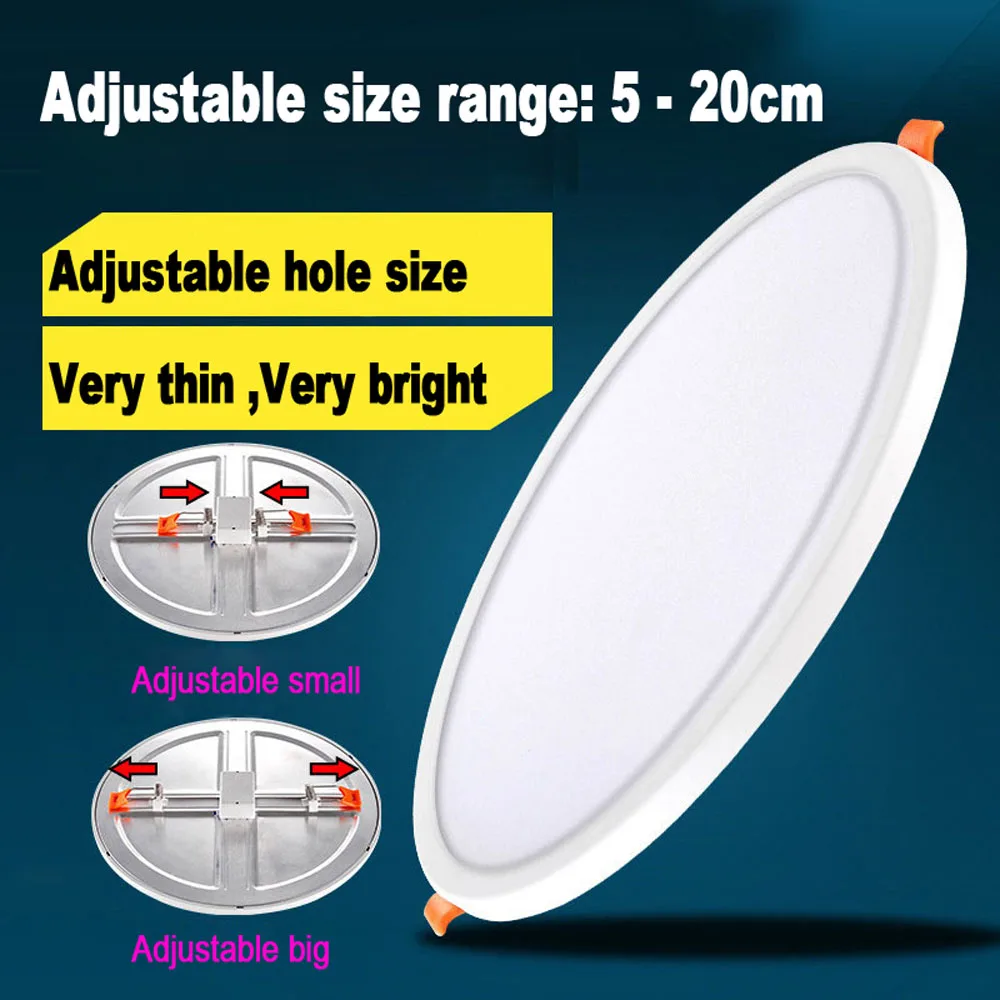 Ultrathin LED Panel Light Ceiling Hole Size Range 5cm 21cm Adjustable