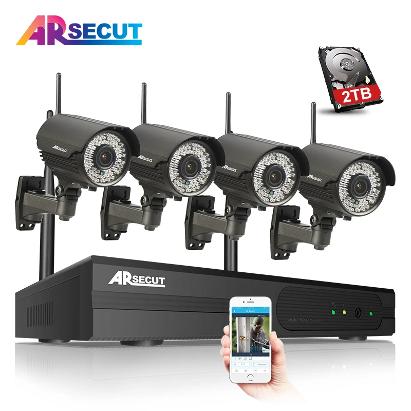 Plug And Play 1080P HD Wireless Security Video CCTV System Zoom 2.8mm