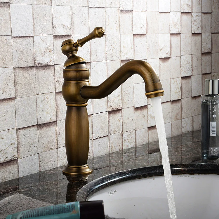 

Green bronze faucet hot and cold water sinks Single-hole undercounter basin faucet restoring ancient ways is personality