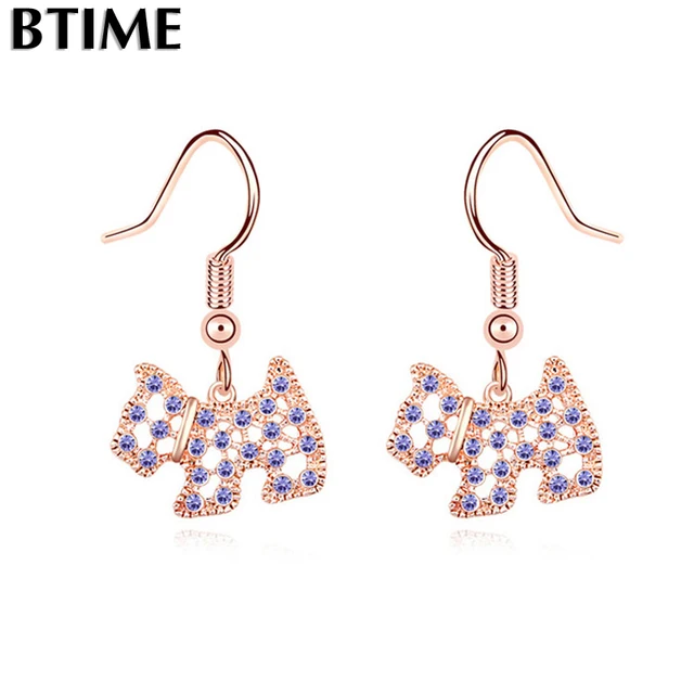Hot Rose Gold Dog Dangle Earrings Made With For Swarovski Pendant Hot Rose Gold Dog Dangle Earrings Made With For Swarovski Pendant Earring Women Jewelry Penntes Crystals