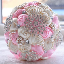 Белая, цвета слоновой кости, для свадьбы свадебный букет de mariage жемчуг невесты Искусственные Свадебные букеты цветок кристалл buque de noiva