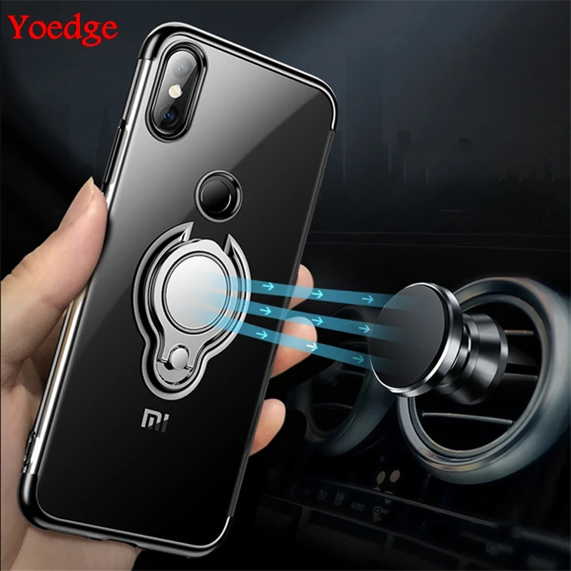 

Magnetic Holder Phone Case For Xiaomi Mi 8 Lite 9 SE Explorer Max 3 Plating Clear Cases Finger Ring Cover For Xiaomi Mi 9 Case