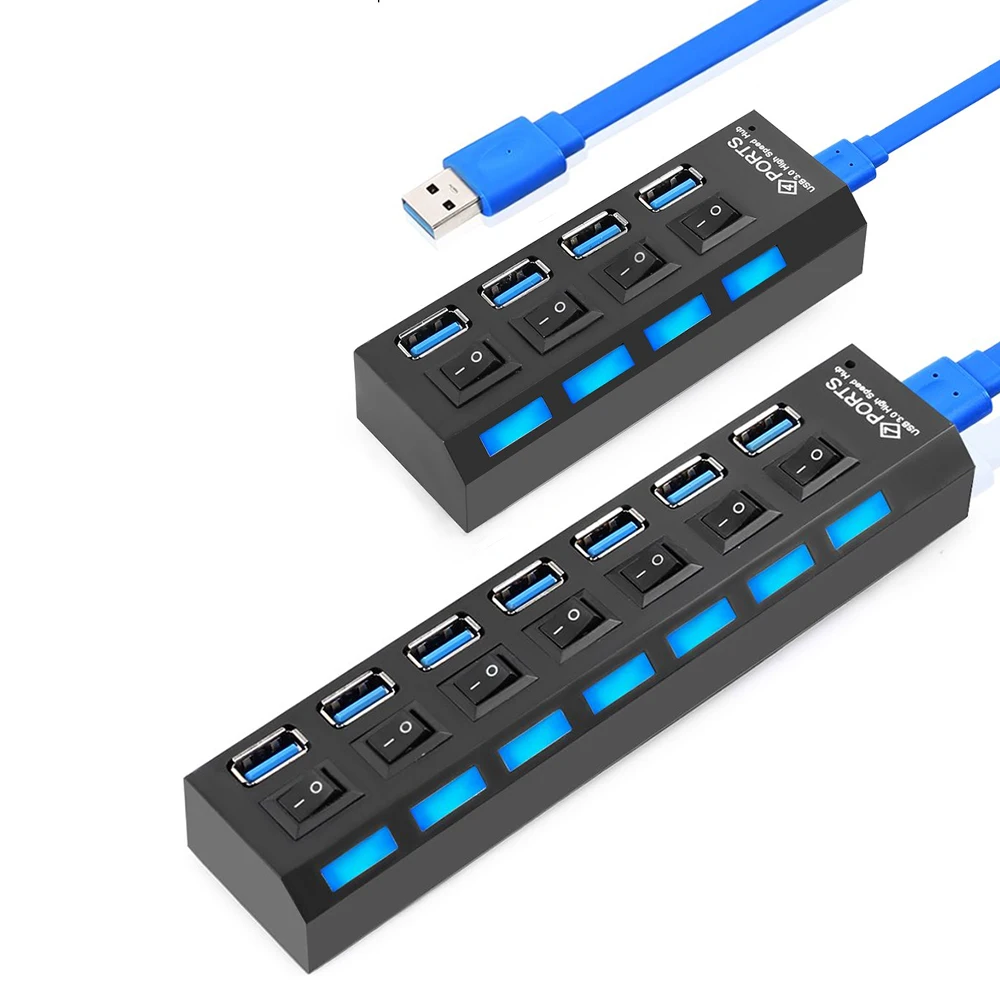 Мульти USB концентратор 3 0 мини 4/7 портов разделители с адаптером питания