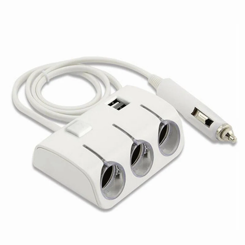Vingtank от 1 до 3 гнездо автомобильного прикуривателя с двойным разветвителем USB 5 В 1.2A автомобильное зарядное устройство адаптер питания для iphone для samsung - Название цвета: White