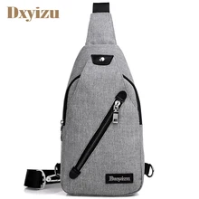 Однотонная мужская повседневная сумка через плечо с USB, дорожная мужская сумка через плечо, многофункциональная Мужская нейлоновая сумка через плечо