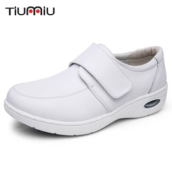 

2018 Doctor Nurse Workwear Shoes Female Cushion Soles Flat Shoes Hospital Clinic Hook&Loop Anti-slip Shockproof Medical Footwear