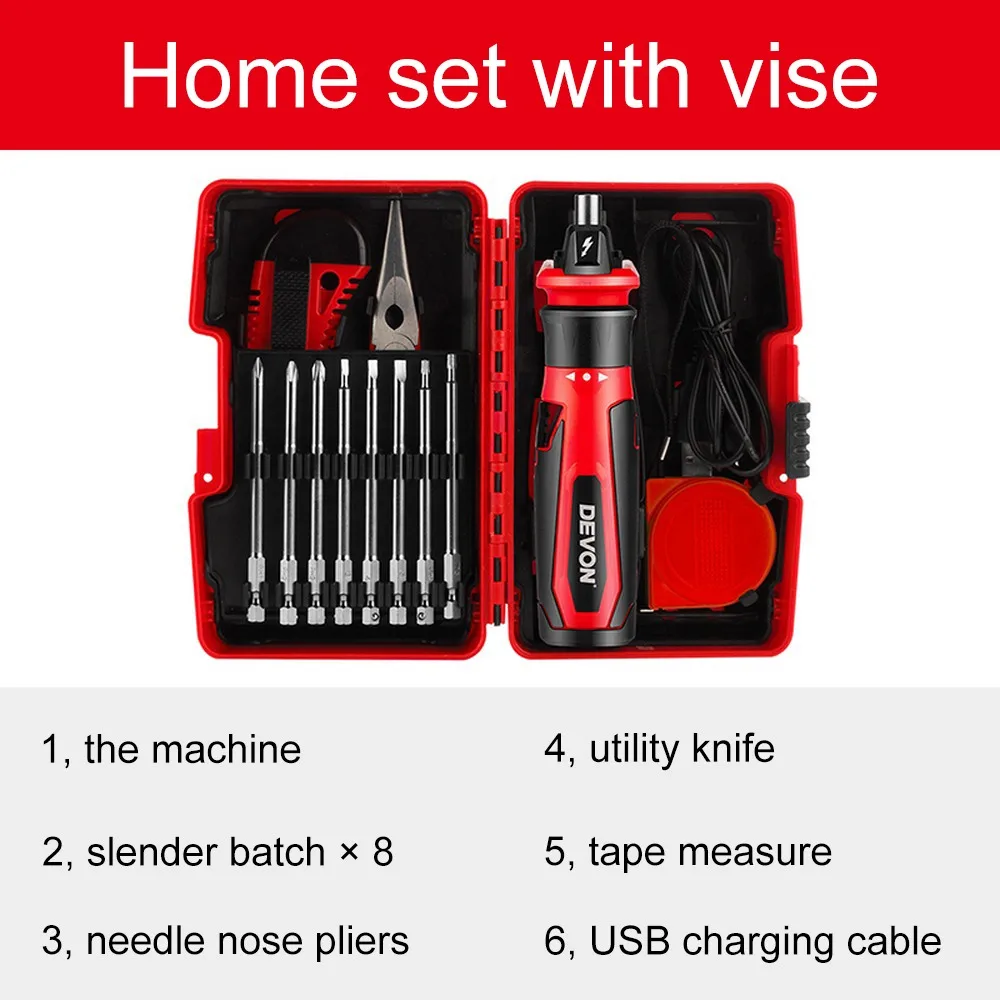 Беспроводная электрическая отвертка набор перезаряжаемый литий-ионный светодиодный многофункциональный отвертка для домашнего использования мини-пакетный Ручной электроинструмент - Цвет: Home Set with Vise