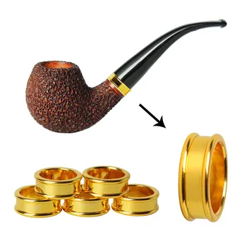 

MUXIANG 10 Pc/lot Gold plated Copper ring DIY Pipe making tools protecting Smoking Tobacco Pipe Decoration Hoop jh0014