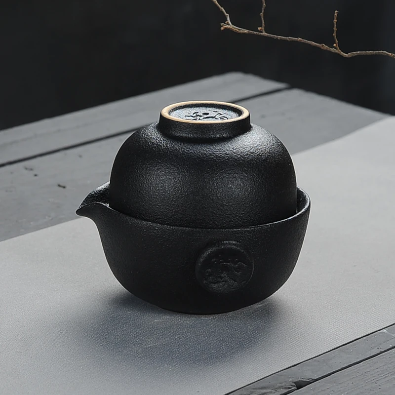 Purple Clay TeaPot Tea Cup Gaiwan,Portable Travel Tea Set,Traditional Purple Clay Set Grit pottery quik cup