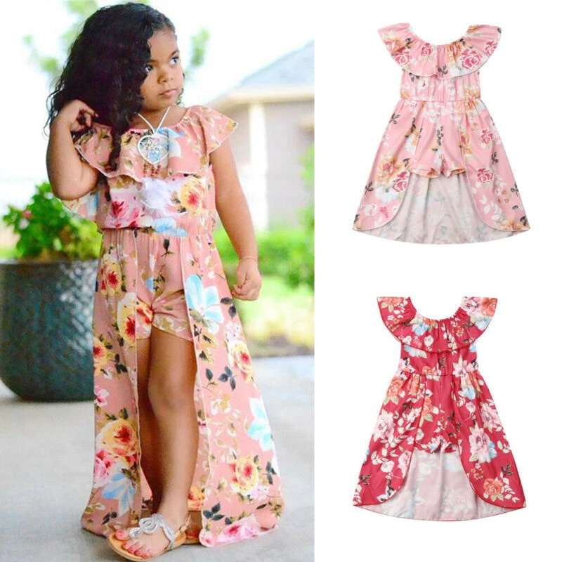 Pudcocoよちよちベビー女の子かわいい王女服ベビー花柄オフショルダー非対称カジュアルドレス服1 6t Rompers Aliexpress