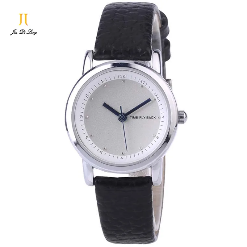 Brand TS Anti Clockwise Fashion Classic Quartz Watch Women Leather Strap Clock Watch Waterproof Ladies Wristwatch