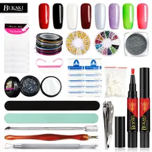 BUKAK один шаг ногтей гелевая ручка дизайн набор 3 в 1 УФ гель лак Гибридный лак эффект зеркальных ногтей маникюр с блестками Инструменты