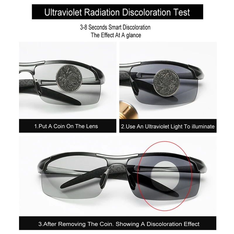 Алюминиевый магний для мужчин wo мужские фотохромные линзы Обесцвечивающие солнцезащитные очки для рыбалки вождения поляризованные солнцезащитные очки для мужчин дневной свет