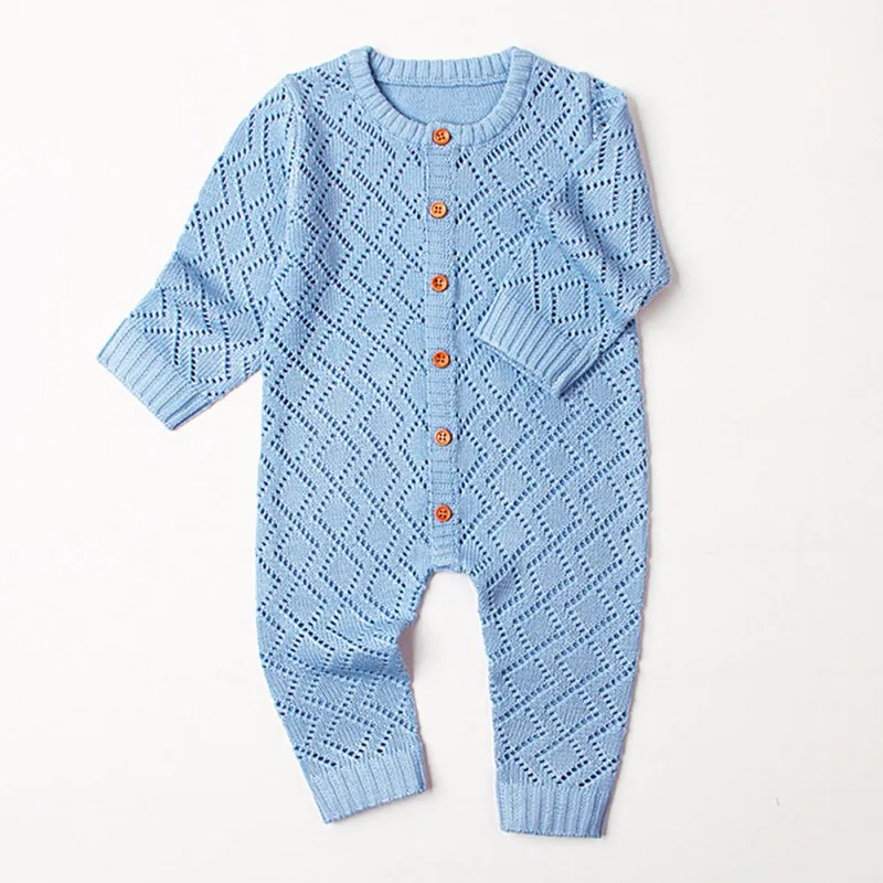 2019 Newborn baby boy rompers Toddler Jumpsuit Girls Candy Color Knitted Baby Clothes Infant Boy Overall Children Outfit Spring