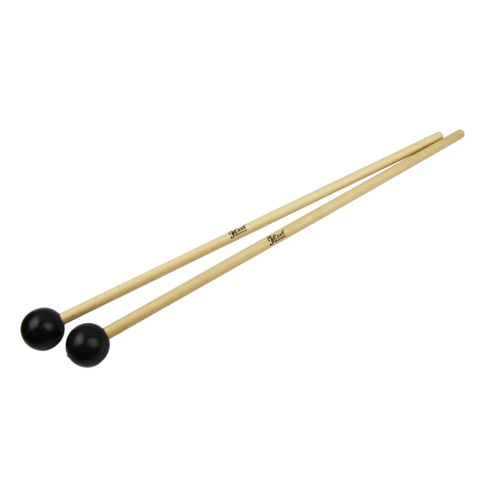 1 Pair Glockenspiel Mallets Black Nylon Head Maple Wood Handle