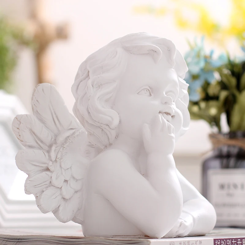 

Modern Resin Cute Angel Crafts Decoration Home Livingroom Figurines Ornaments Office Coffee Desktop Sculpture Decor Wedding Gift