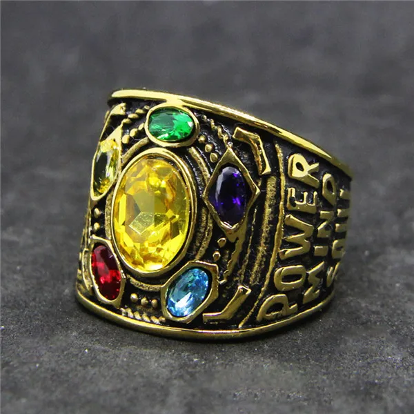 

Drop Ship Power Mind Soul Ring 316L Stainless Steel Mens Fashion Golden Stone Ring