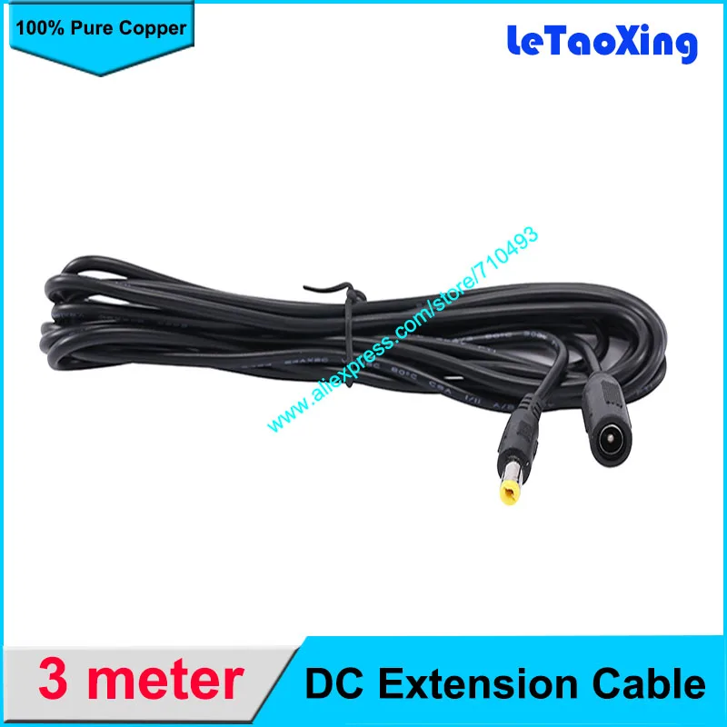 

1pcs Power supply DC 5.5 x 2.1mm Female to Male Plug Cable adapter extension cord 3M 10FT for CCTV LED Monitor