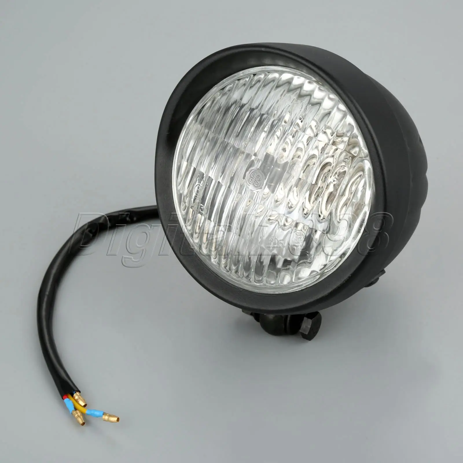 

Motorcycle Black Headlight Head Light Lamp Hi/Lo Beam For Harley Bobber Choppers Touring Custom 12V 35W Clear Yellow Lense